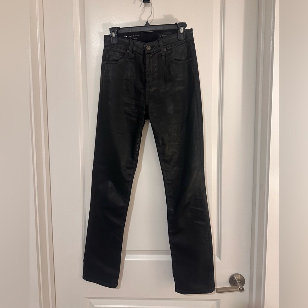 AG Black Coated Slim Straight Jeans